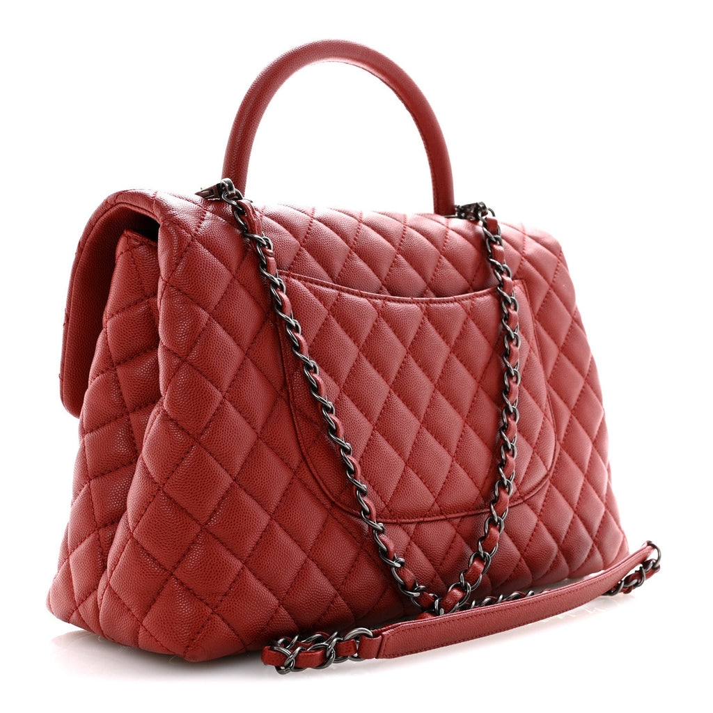 Caviar Quilted Medium Coco Handle Flap Red