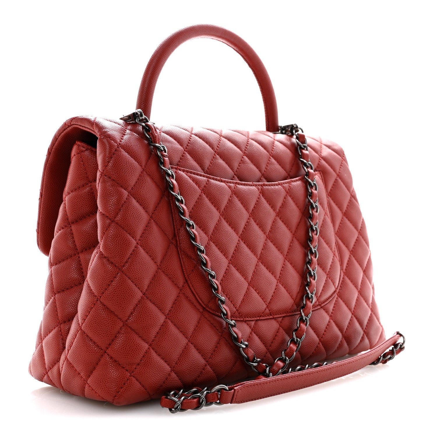 Caviar Quilted Medium Coco Handle Flap Red