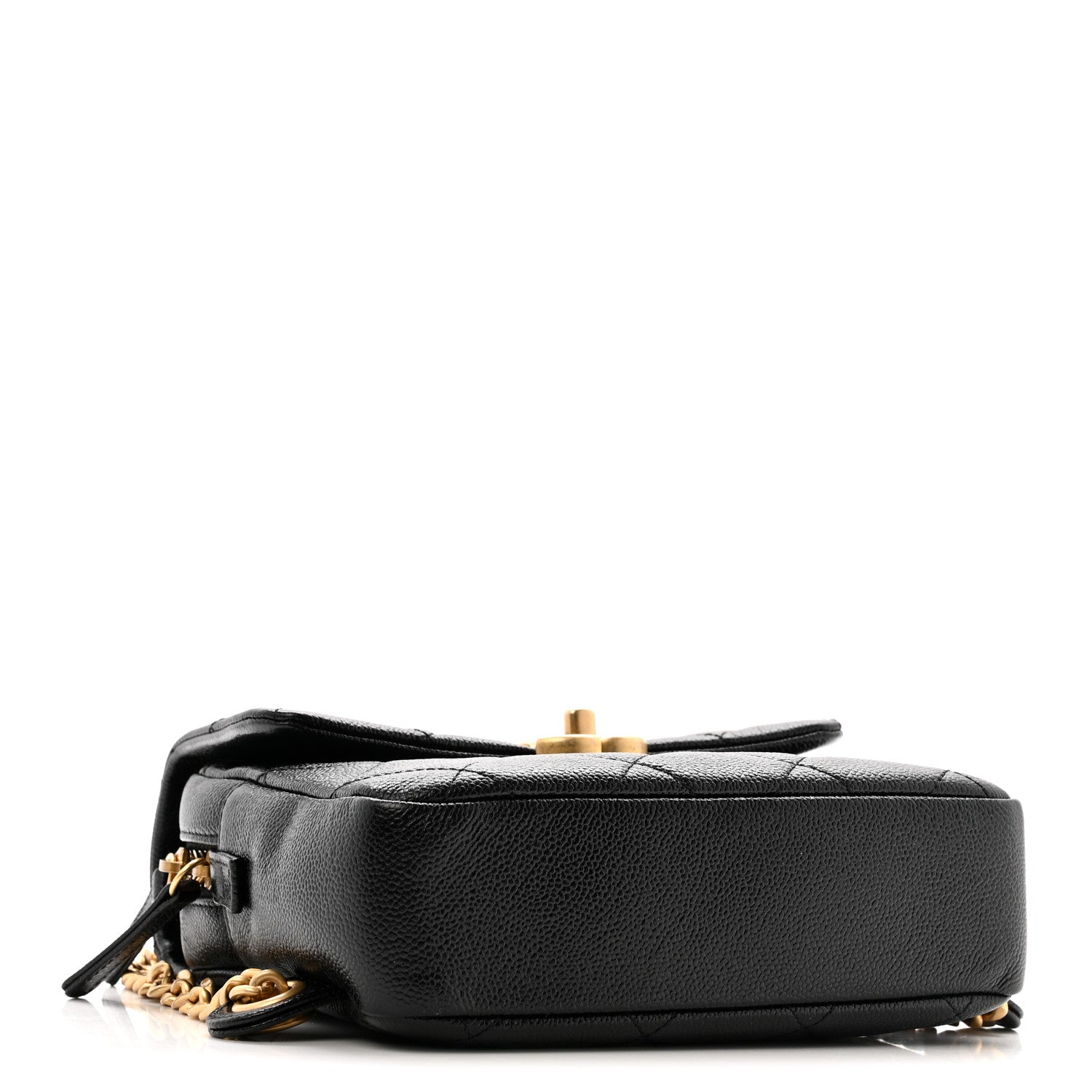 Shiny Caviar Quilted Chain Melody Backpack Black