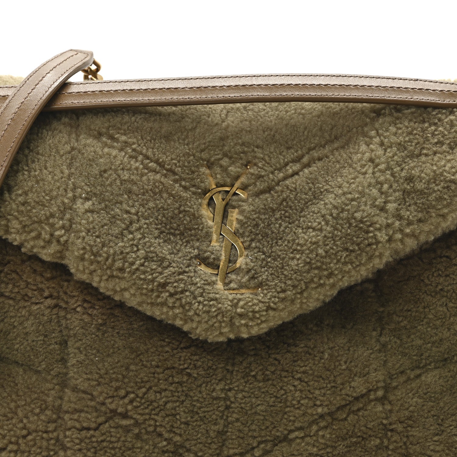 Shearling Quilted Small Loulou Monogram Chain Satchel Cinnamon