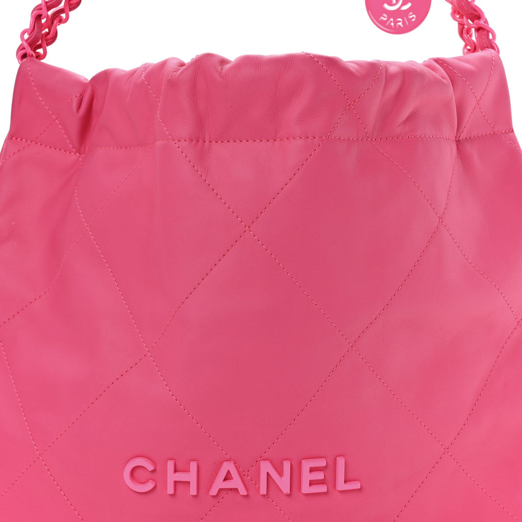 Matte Calfskin Quilted Monochrome Small Chanel 22 Fuchsia