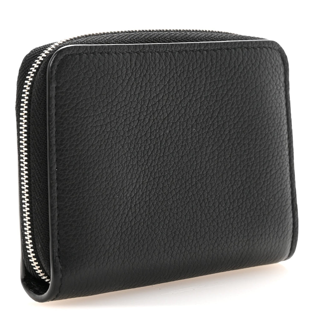 Calfskin Lockme Zippy Coin Purse Black