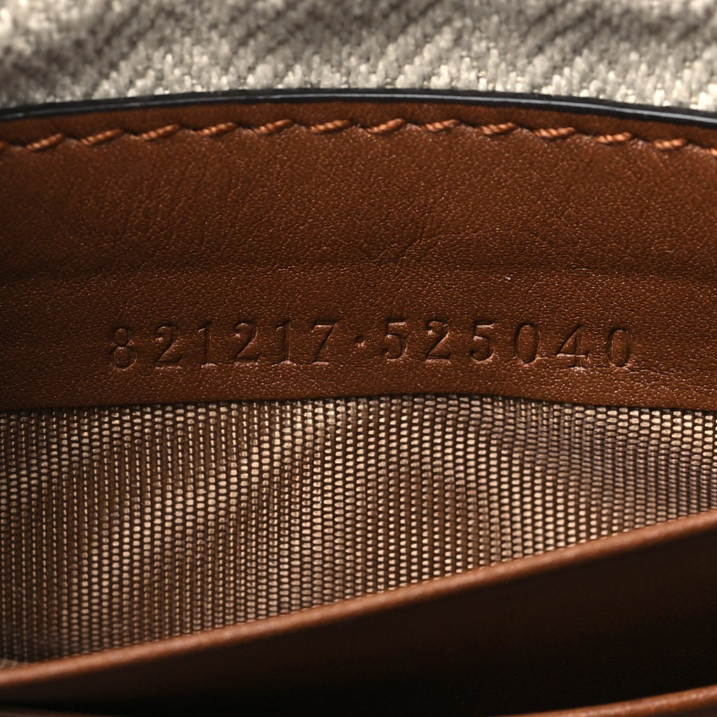 GG Supreme Monogram Textured Calfskin Emblem Mini Crossbody Beige Dark Brown