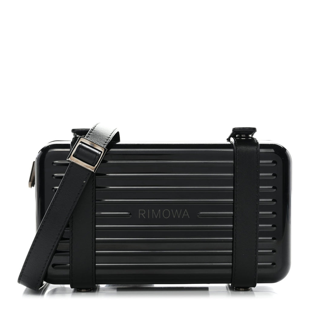 X RIMOWA Aluminum Personal Clutch On Strap Black