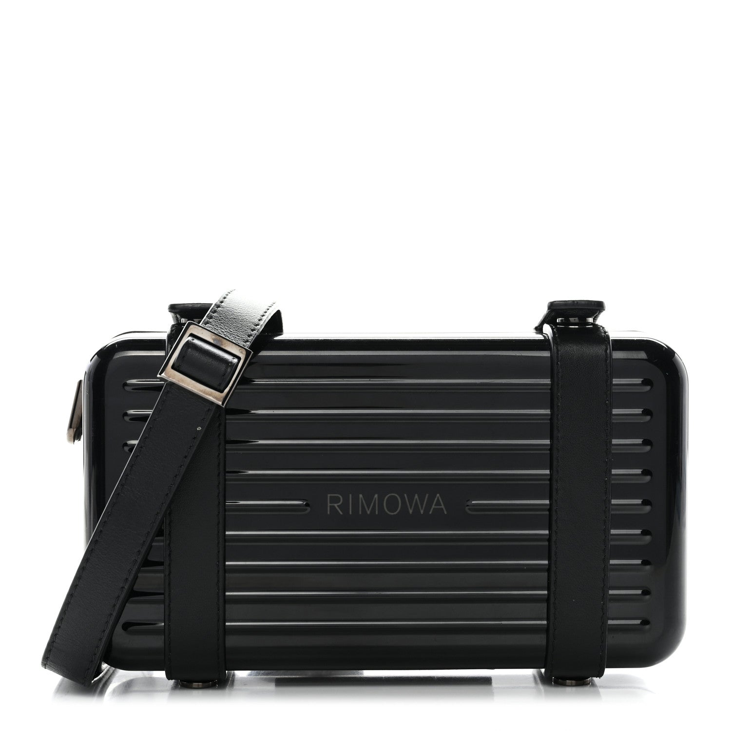 X RIMOWA Aluminum Personal Clutch On Strap Black