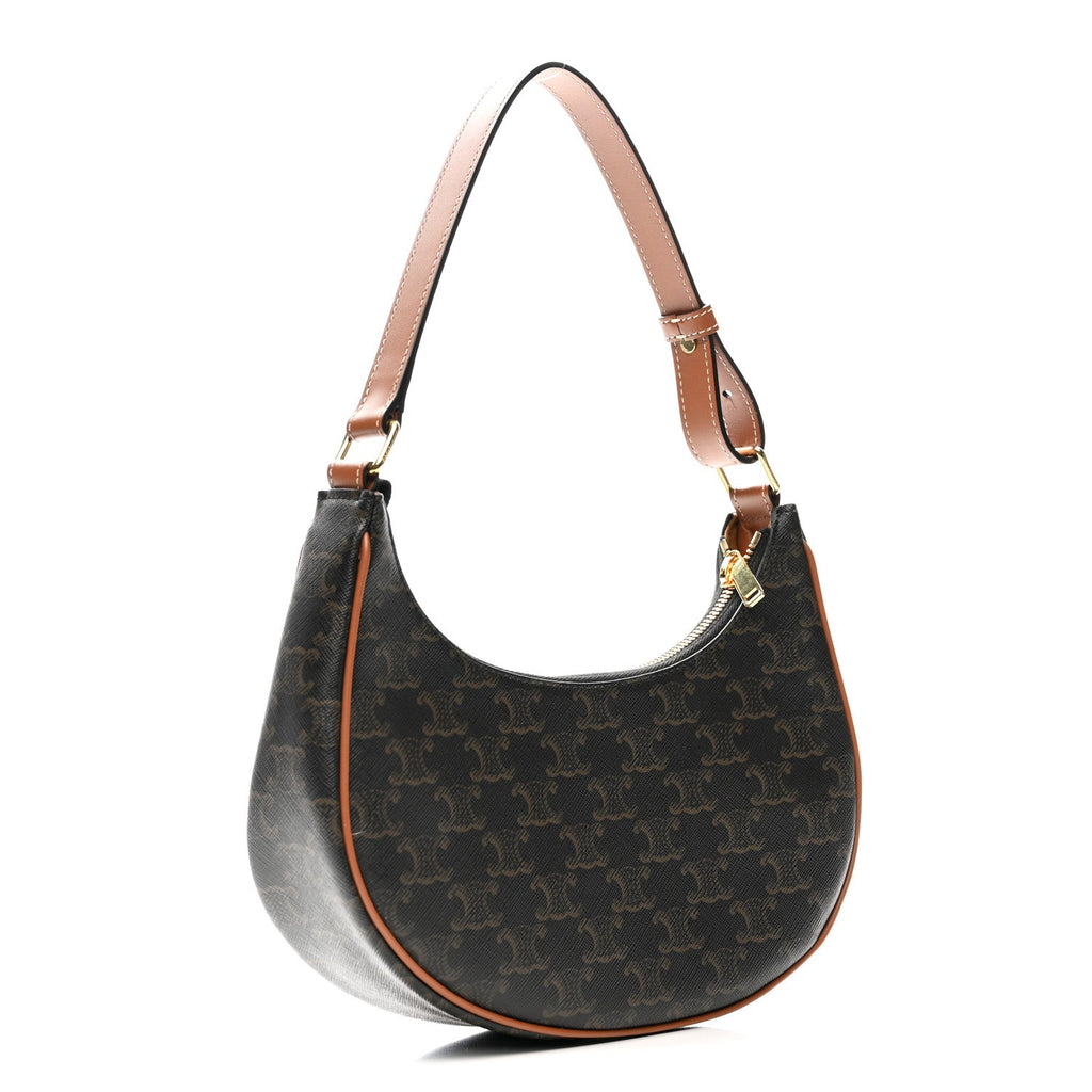 Triomphe Canvas Calfskin Ava Shoulder Bag Tan