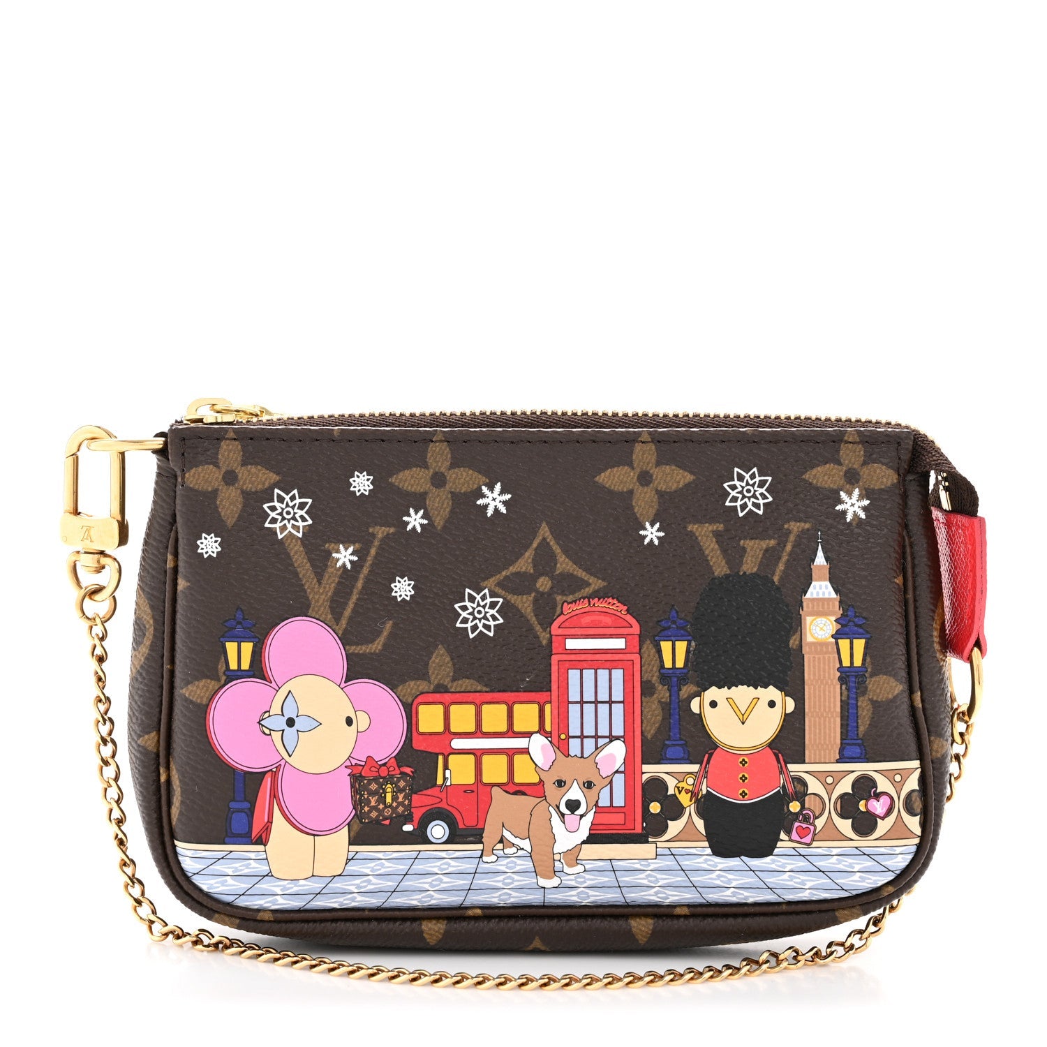 Monogram 2021 Christmas Animation London Mini Pochette Accessories Red