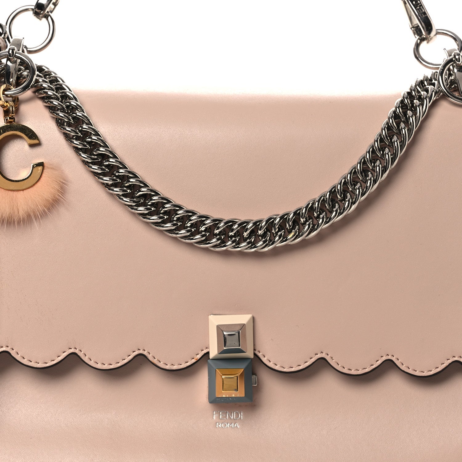 Vitello Liberty Scalloped Studded Kan I Shoulder Bag Camelia