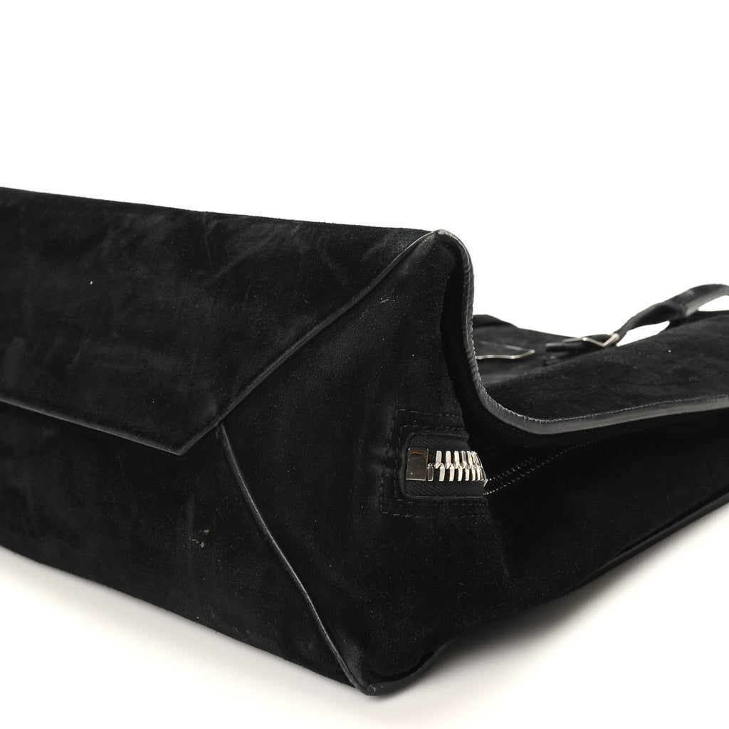 Daim Suede Plate Hardware Papier A6 Zip Around Tote Black