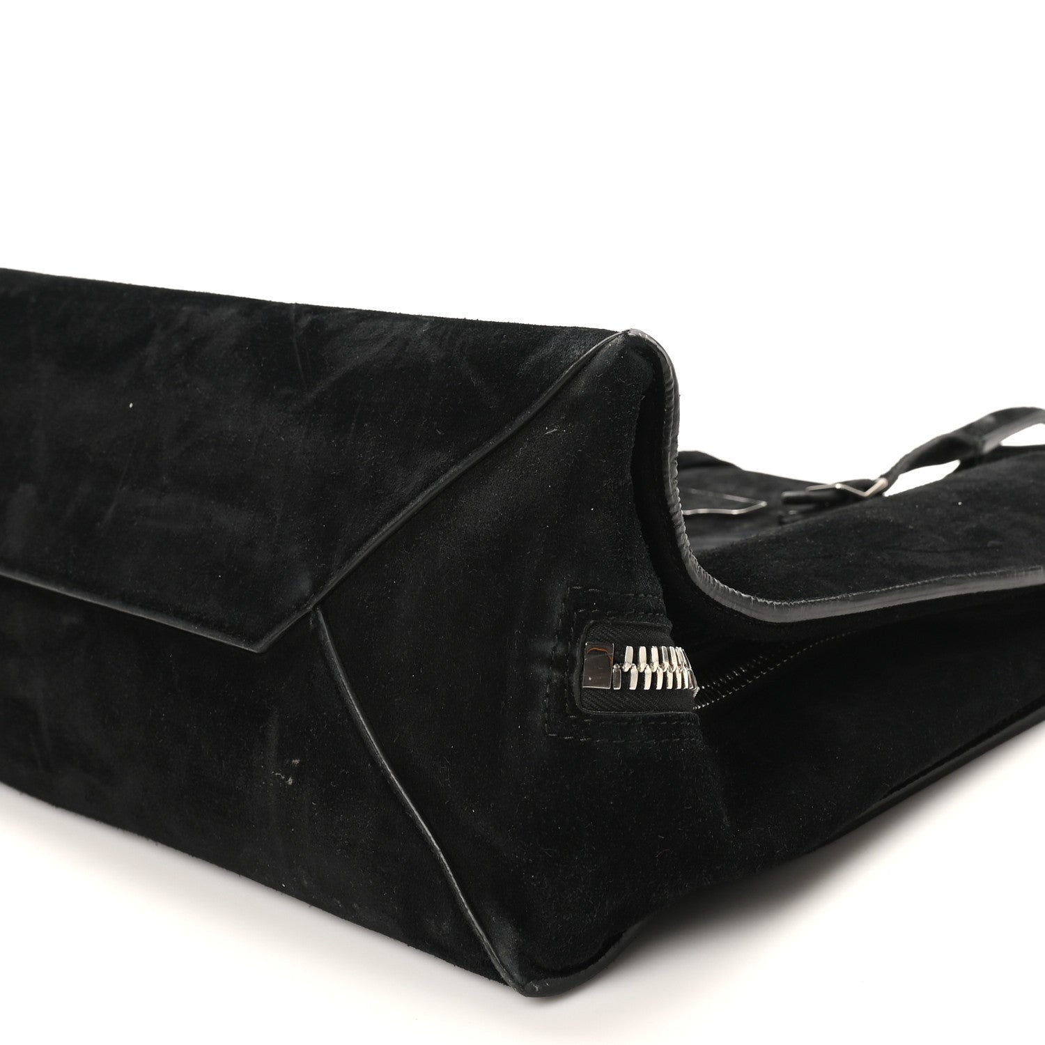 Daim Suede Plate Hardware Papier A6 Zip Around Tote Black