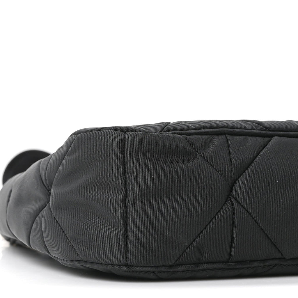 Re-Nylon Triangle Padded Patchwork Shoulder Bag Black