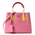 Saffiano Cuir Small Bi-Color Double Bag Begonia Sole