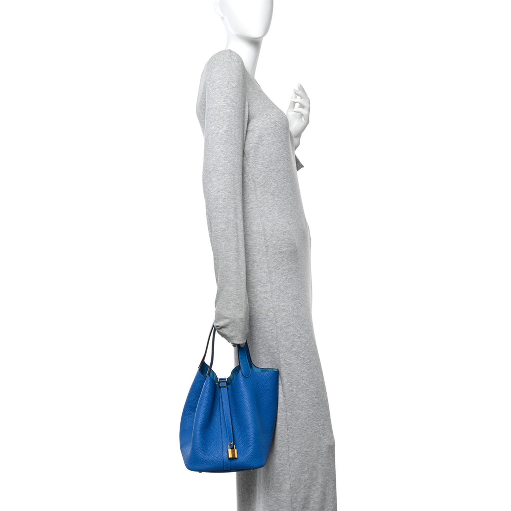 Taurillon Clemence Picotin Lock 22 MM Bleu Frida
