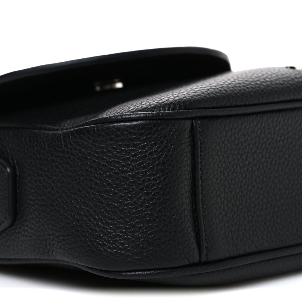 Grained Calfskin Saddle Messenger Bag Black