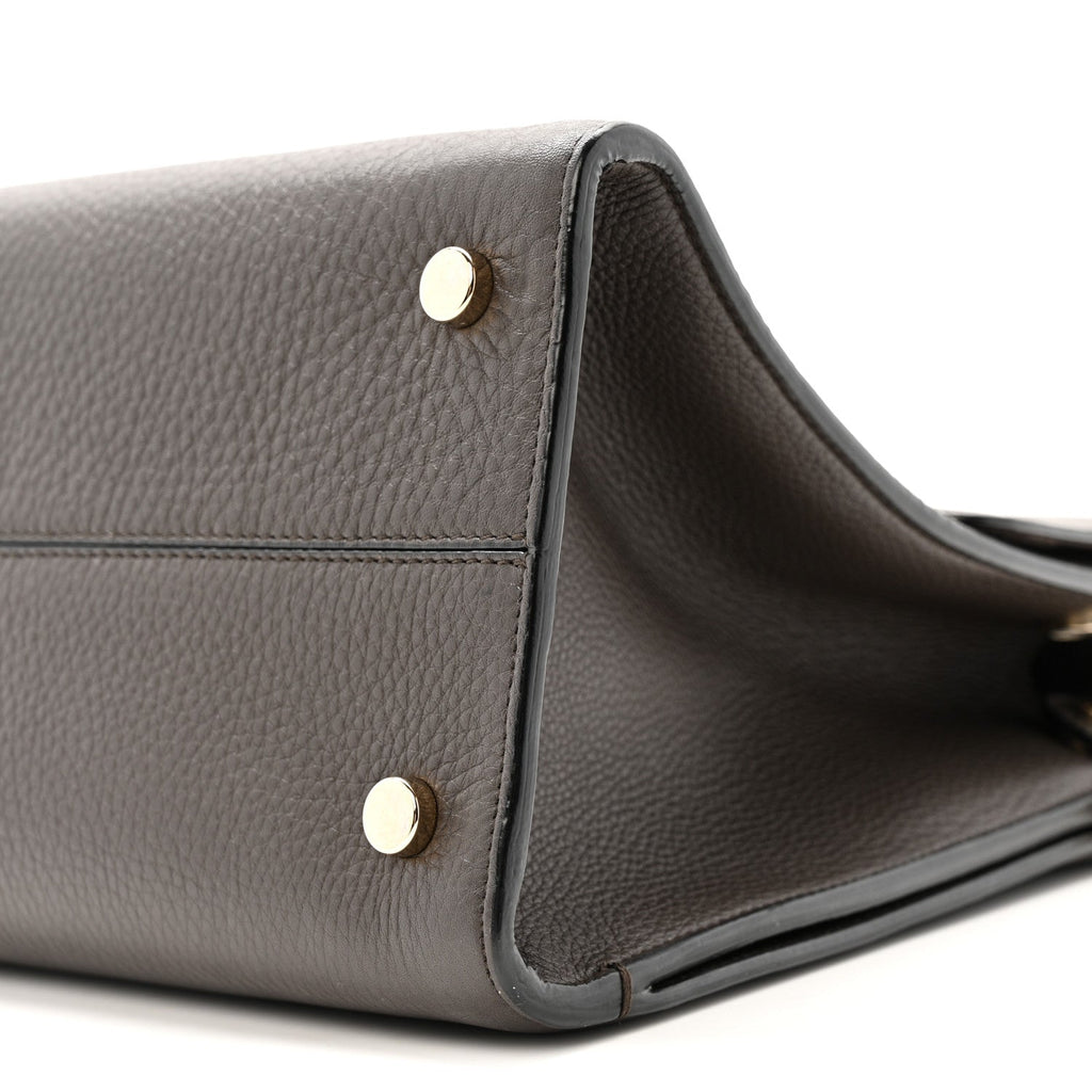 Grained Calfskin Medium Diorever Flap Dark Brown