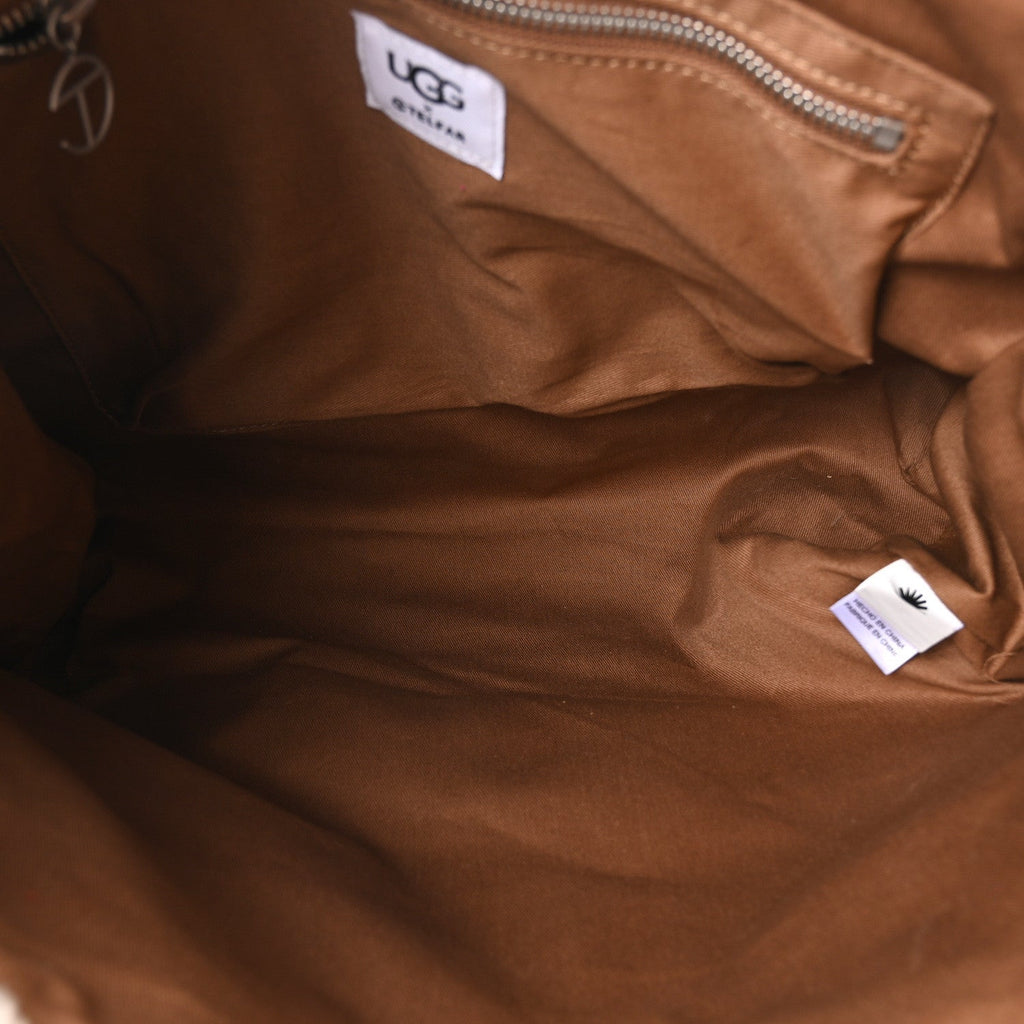 X UGG Suede Shearling Medium Shopping Bag Chestnut