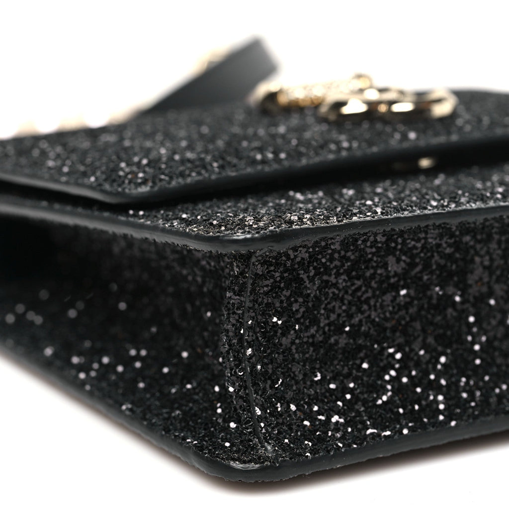 Coarse Glitter Pearl Varenne Shoulder Bag Black