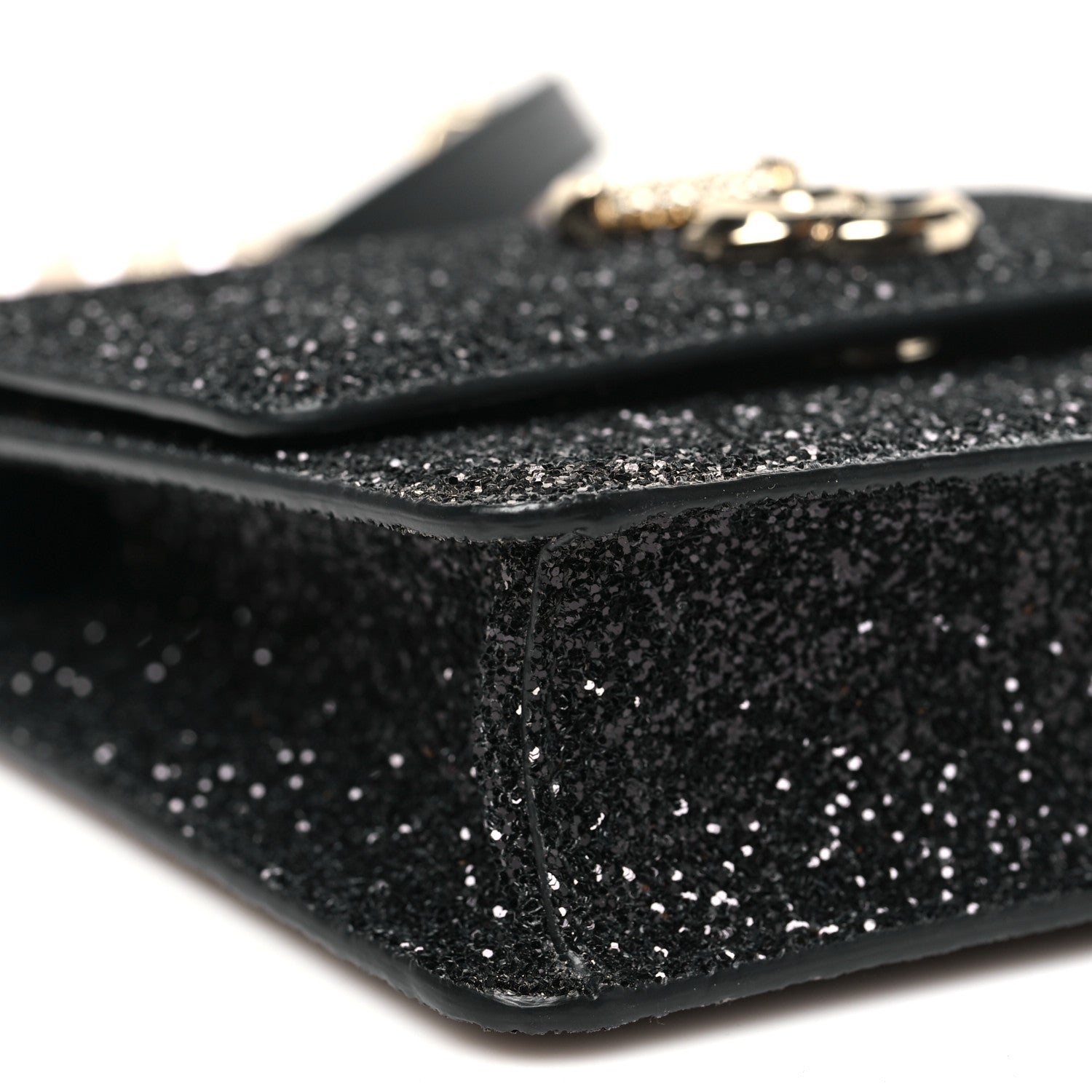 Coarse Glitter Pearl Varenne Shoulder Bag Black