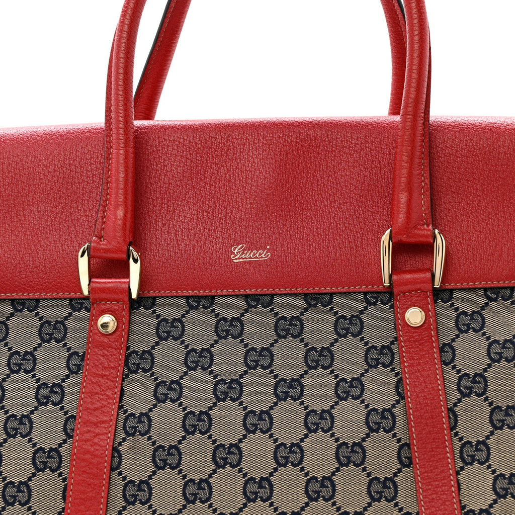Monogram Work Tote Navy Red