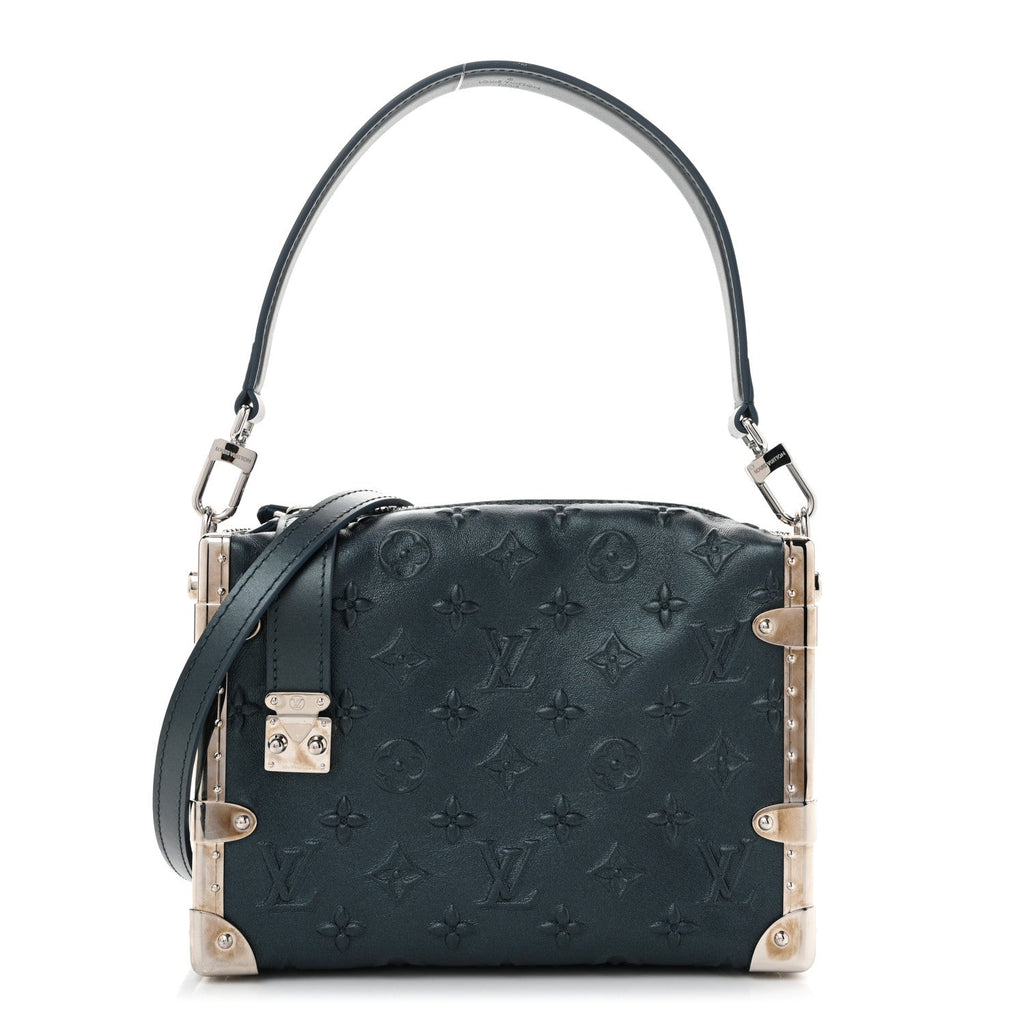 Calfskin Debossed Monogram Side Trunk Moon Bleu