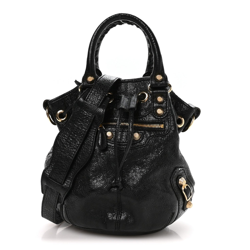 Agneau Giant 12 Gold Hardware Mini Pompon Black