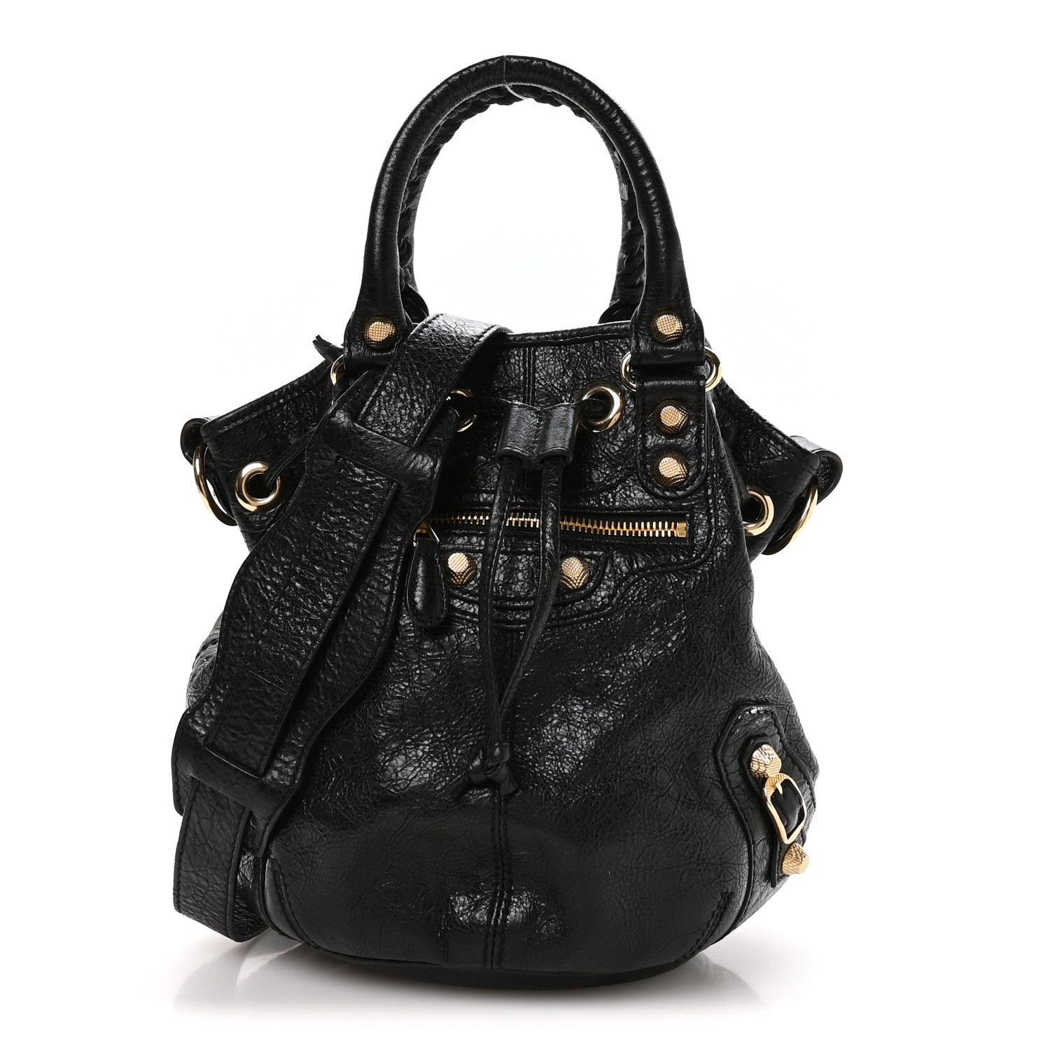 Agneau Giant 12 Gold Hardware Mini Pompon Black
