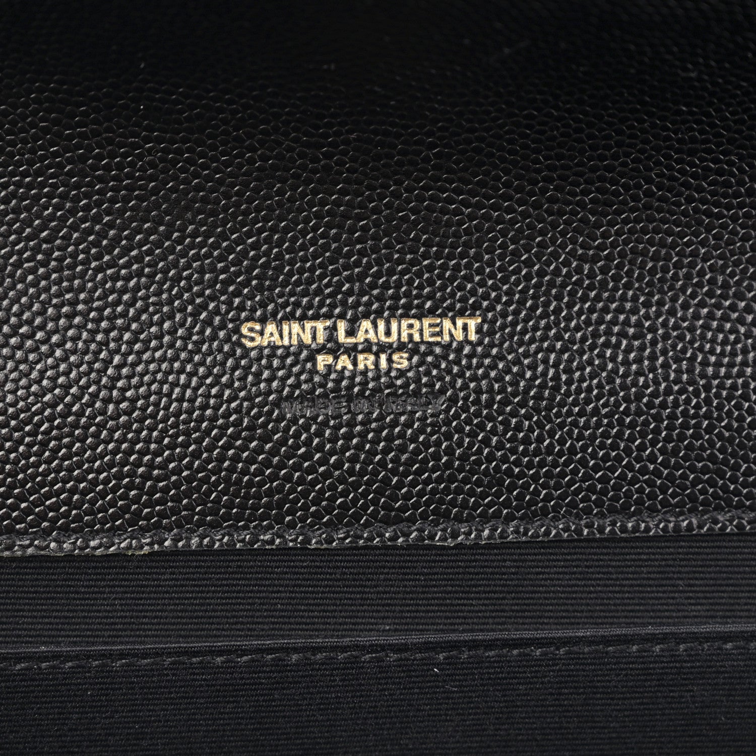 Grain De Poudre Matelasse Chevron Monogram Envelope Clutch Black