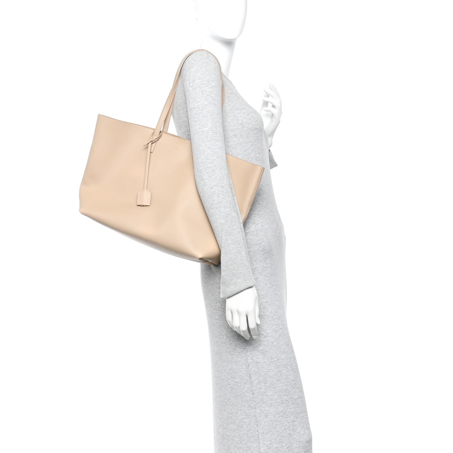 Calfskin Large Shopping Tote Dark Beige