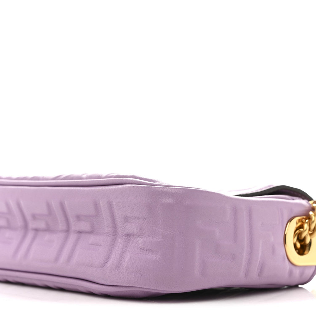 Nappa FF Embossed Small Midi Chain Baguette Violetta