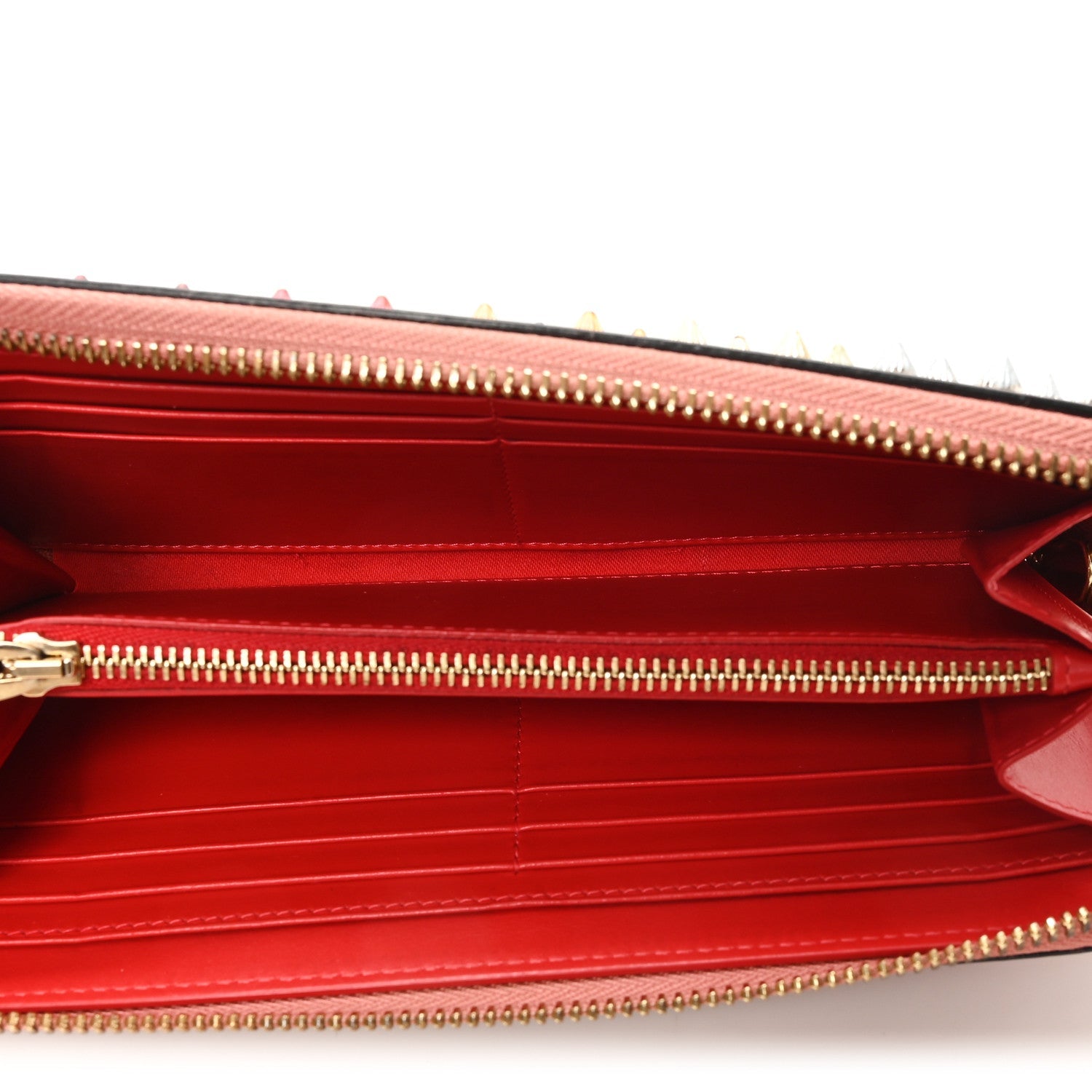 Calfskin Panettone Spiked Zip Around Wallet Pink Multicolor