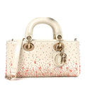 Calfskin Embroidered Small Lady D-Joy White Multicolor