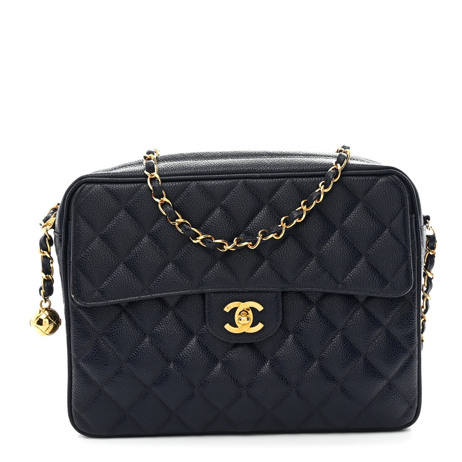 Caviar Quilted CC Shoulder Bag Navy
