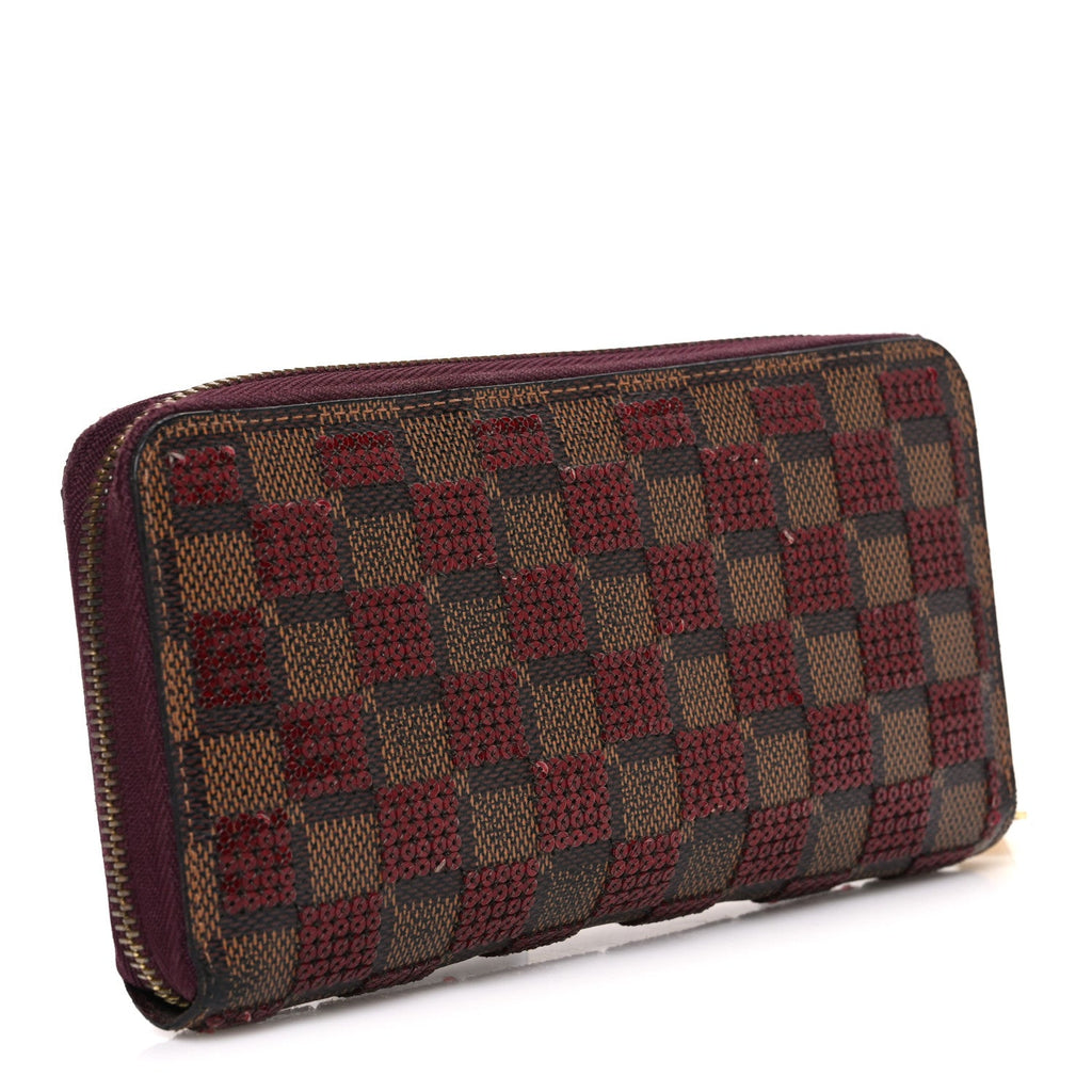 Damier Paillettes Zippy Wallet Red