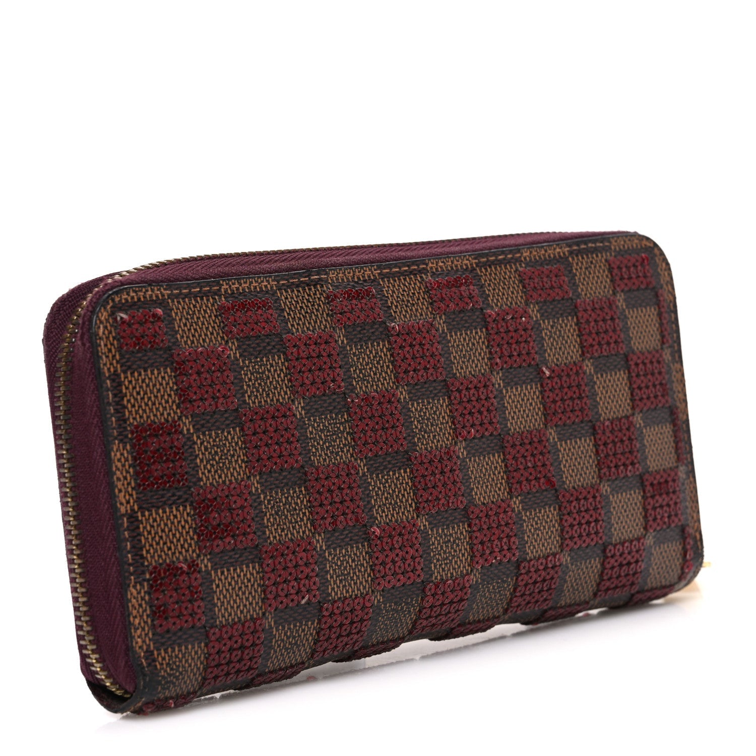 Damier Paillettes Zippy Wallet Red