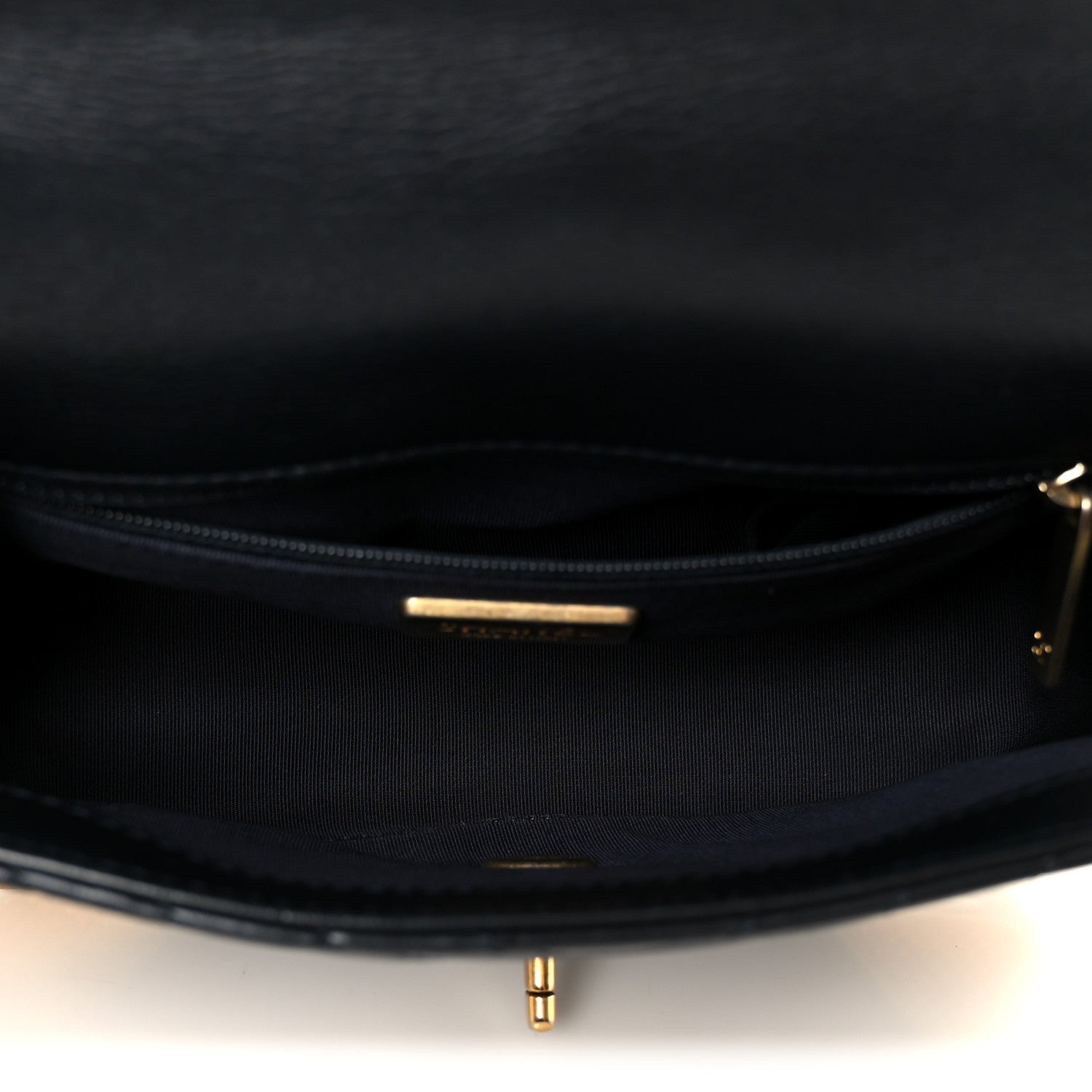 Calfskin Chevron Quilted Mini Rock The Corner Flap Black