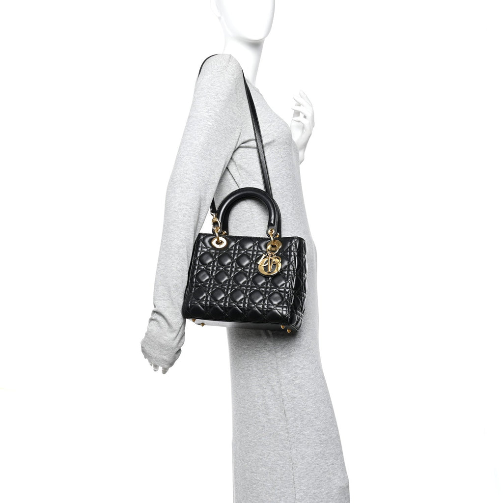 Lambskin Cannage Medium Lady Dior Black
