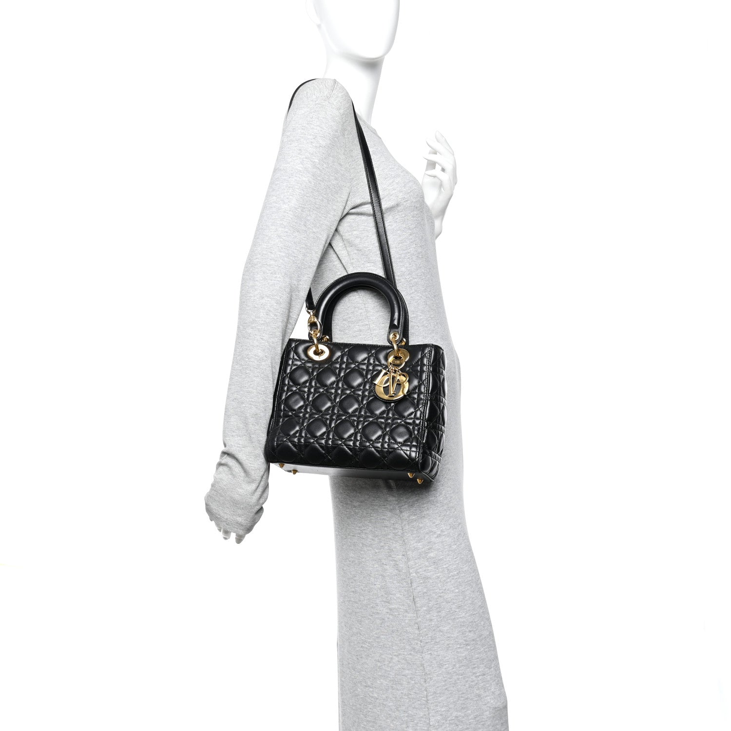 Lambskin Cannage Medium Lady Dior Black