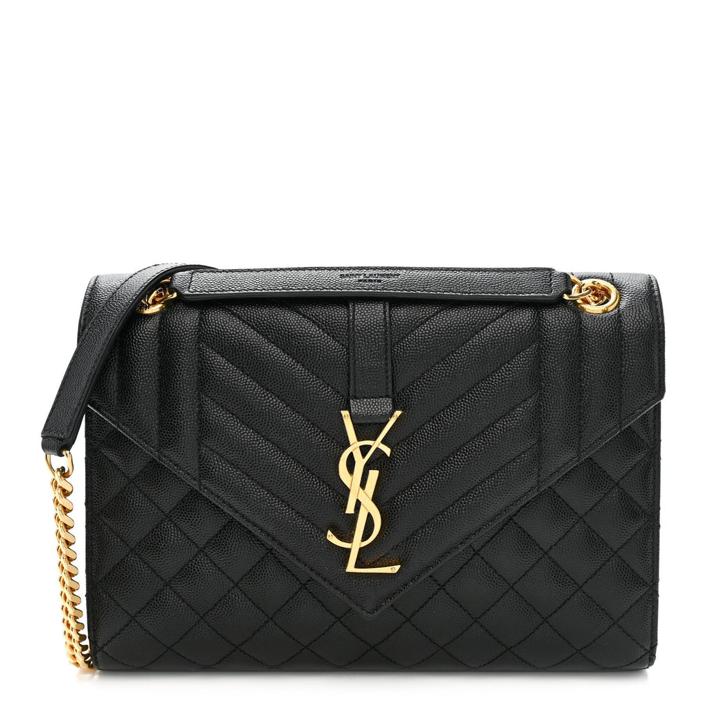 Grain De Poudre Textured Mixed Matelasse Triquilt Medium Monogram Satchel Black