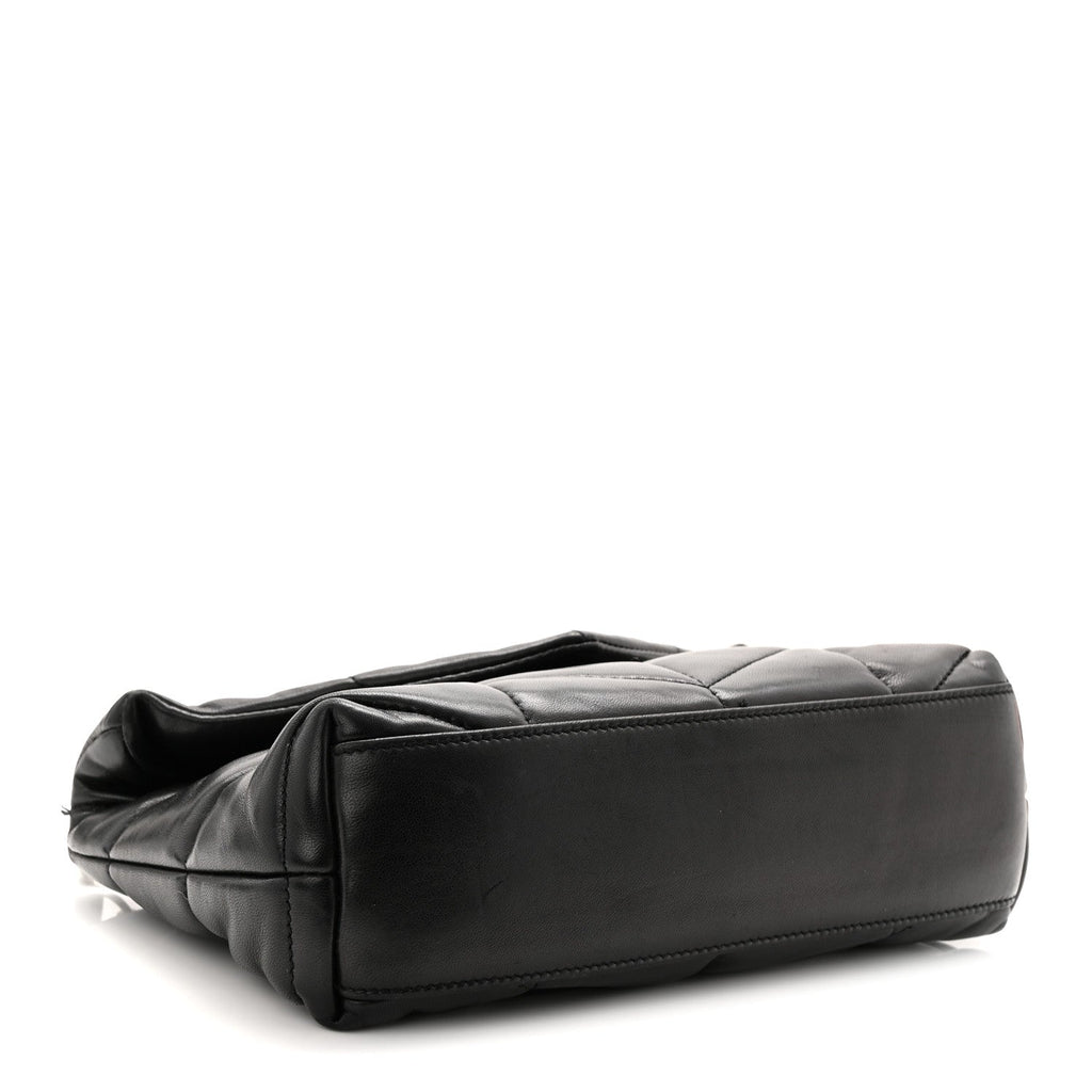 Lambskin Quilted Toy Loulou Puffer Monogram Chain Satchel Black