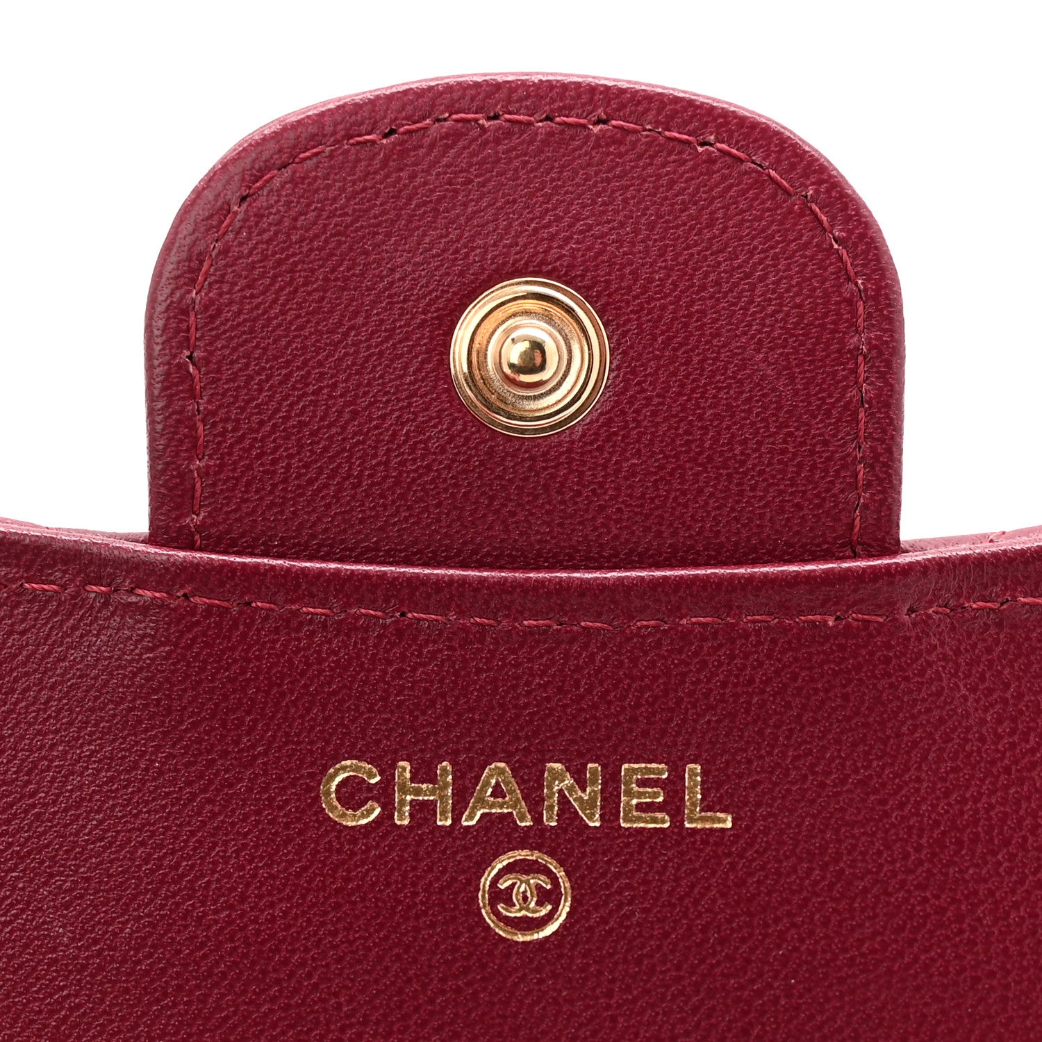 Lambskin Quilted Top Handle Flap Coin Purse With Chain Burgundy