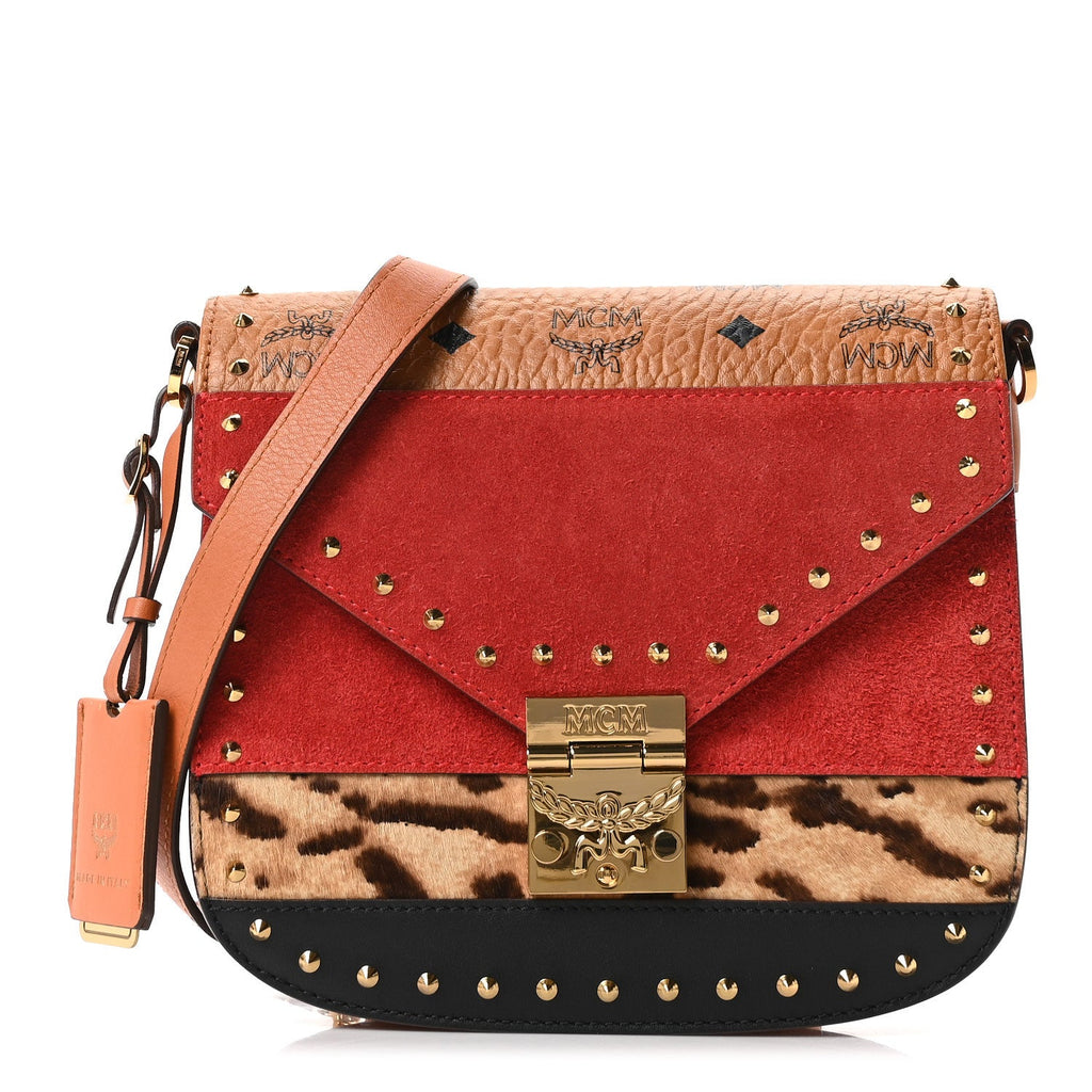 Suede Calf Hair Visetos Patricia Crossbody Bag Cognac Multicolor