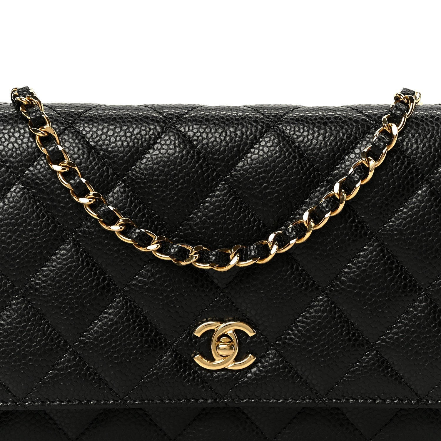 Caviar Quilted CC Turnlock Wallet On Chain WOC Black