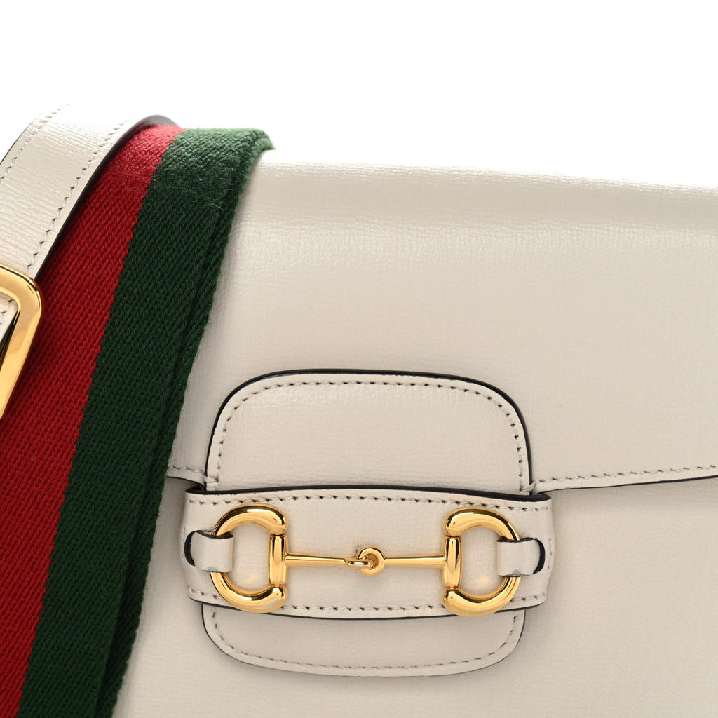 Azalea Calfskin Web Mini Horsebit 1955 Shoulder Bag Mystic White