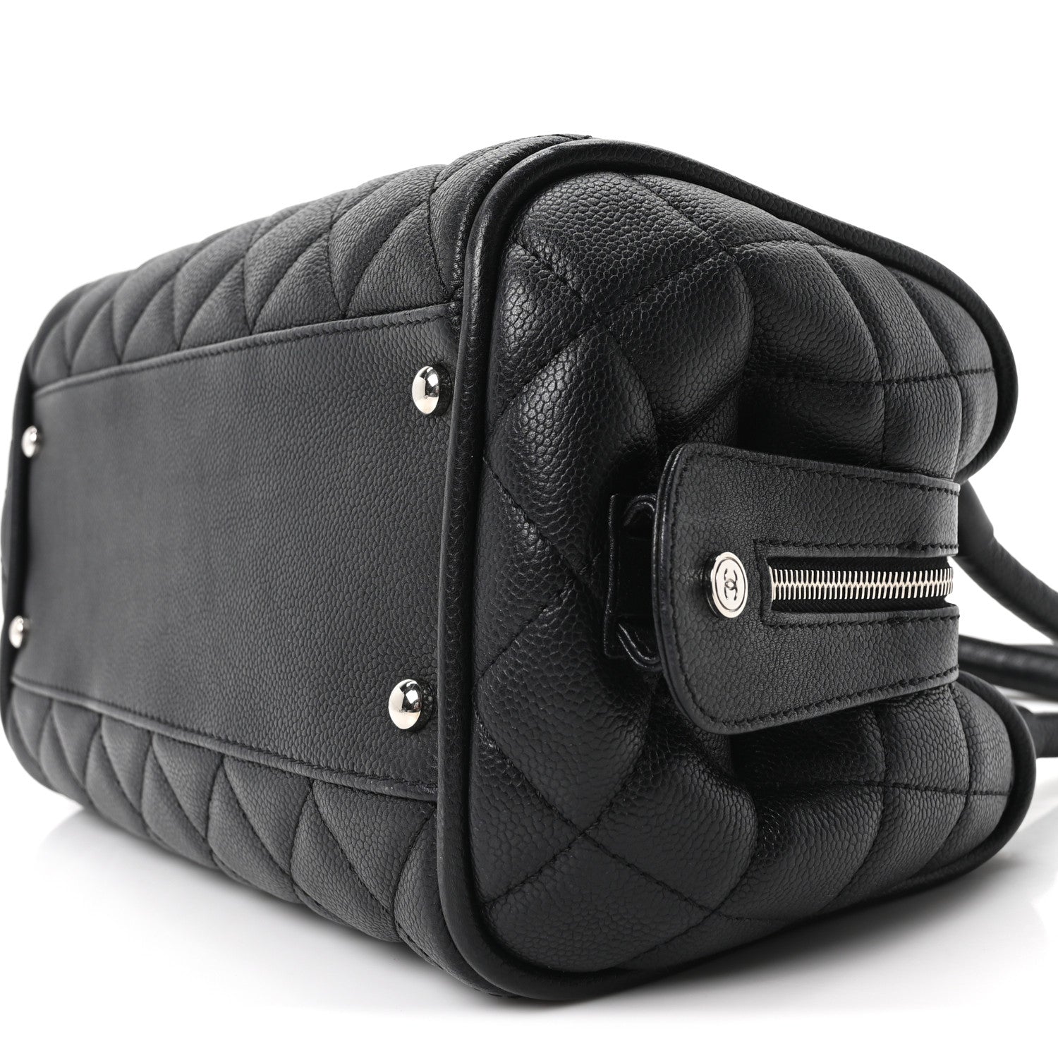 Caviar Quilted Timeless Bowler Black