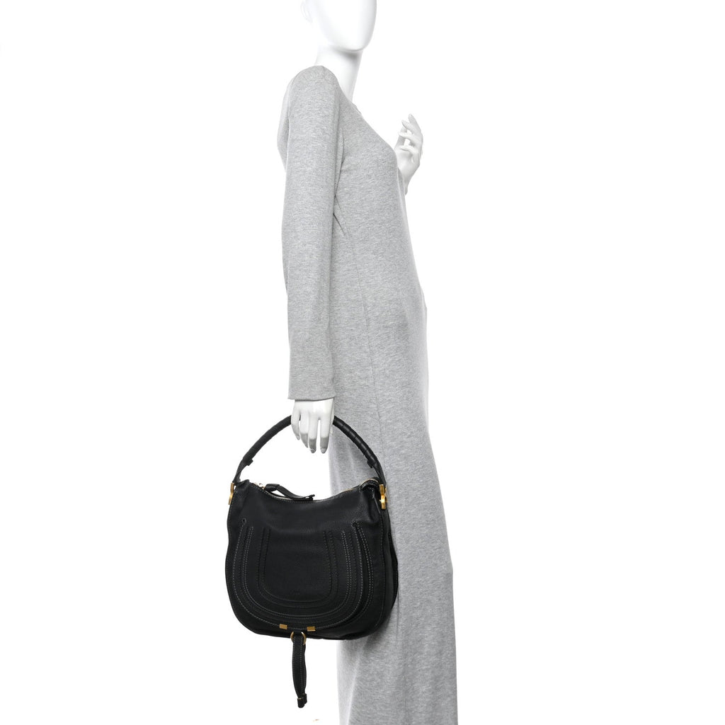 Calfskin Medium Marcie Satchel Black