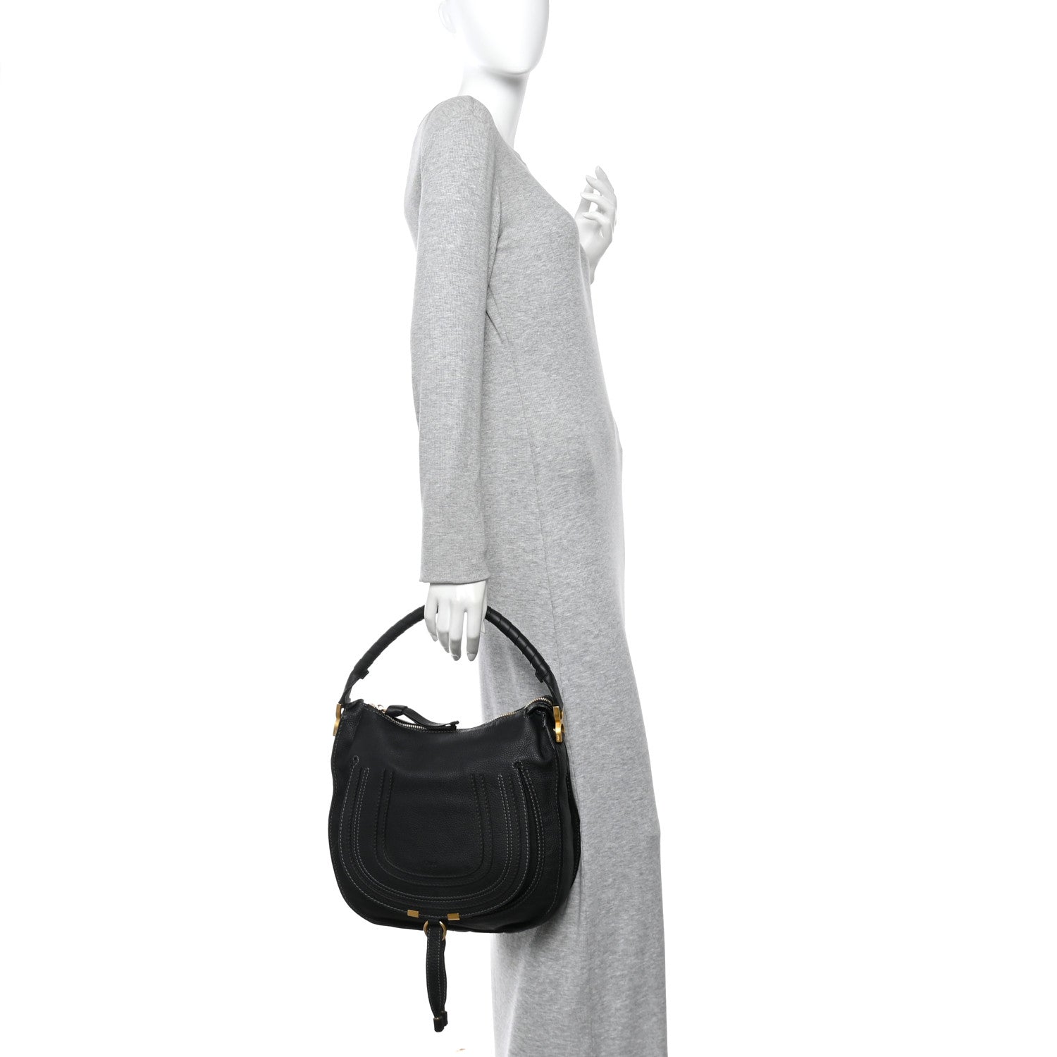 Calfskin Medium Marcie Satchel Black