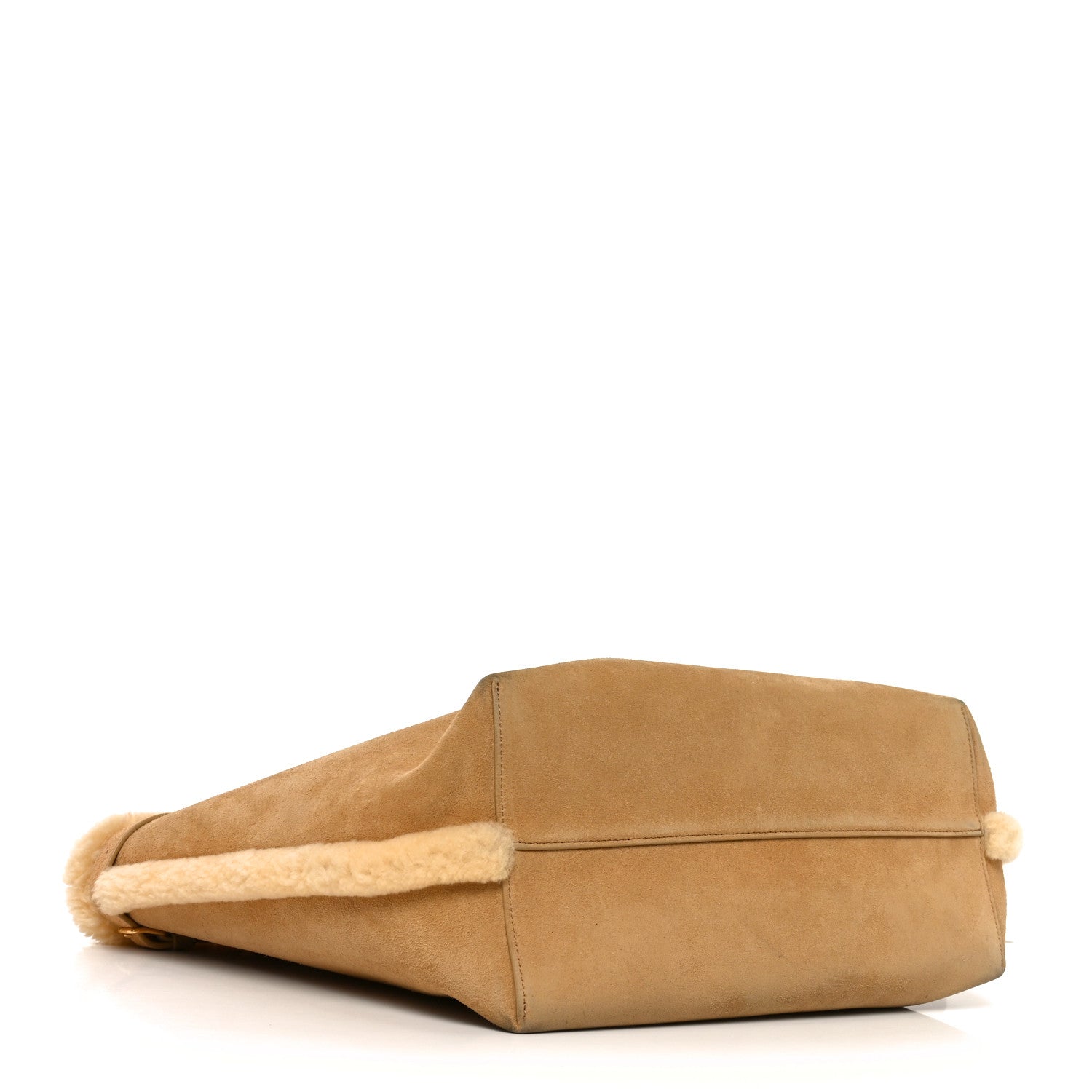 Suede Shearling Triomphe Medium Cabas Anais Natural