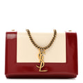 Nappa Patent Calfskin Two-Toned Small Monogram Kate Satchel Off White Oxblood Red