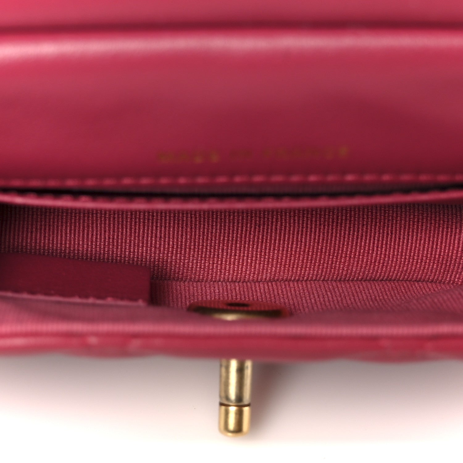 Calfskin Quilted Lady Handle Flap  Holder With Chain Dark Pink