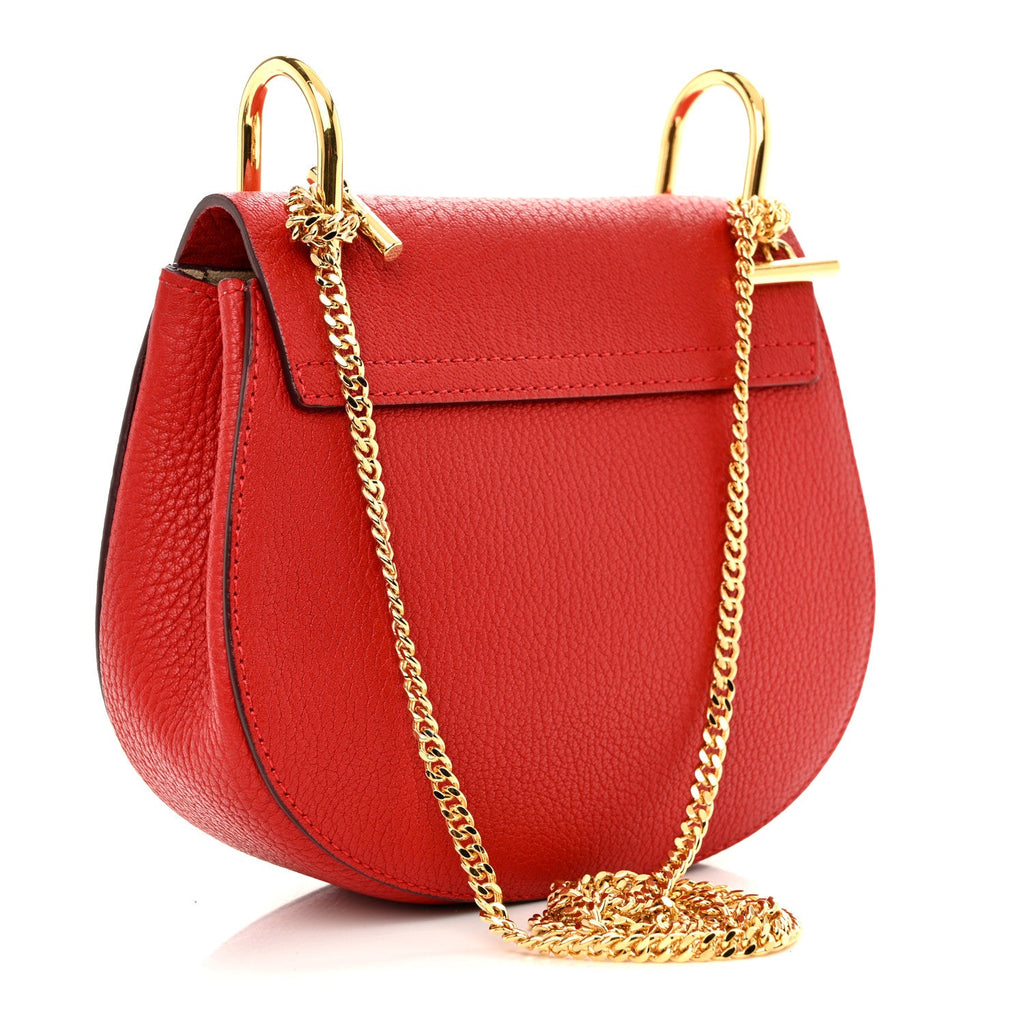 Grained Lambskin Mini Drew Shoulder Bag Plaid Red